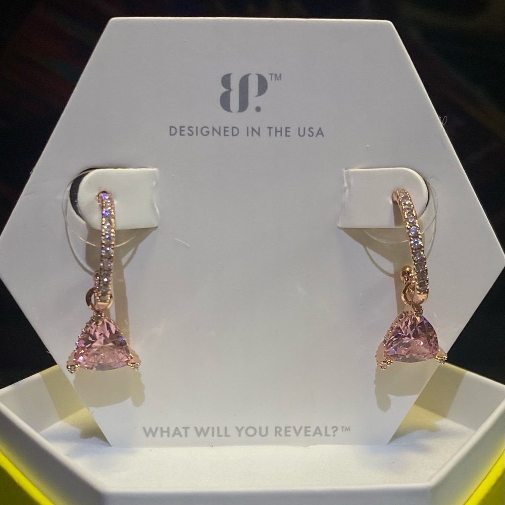 “What You Imagine”- Rose Quartz Dangling Hoops BP